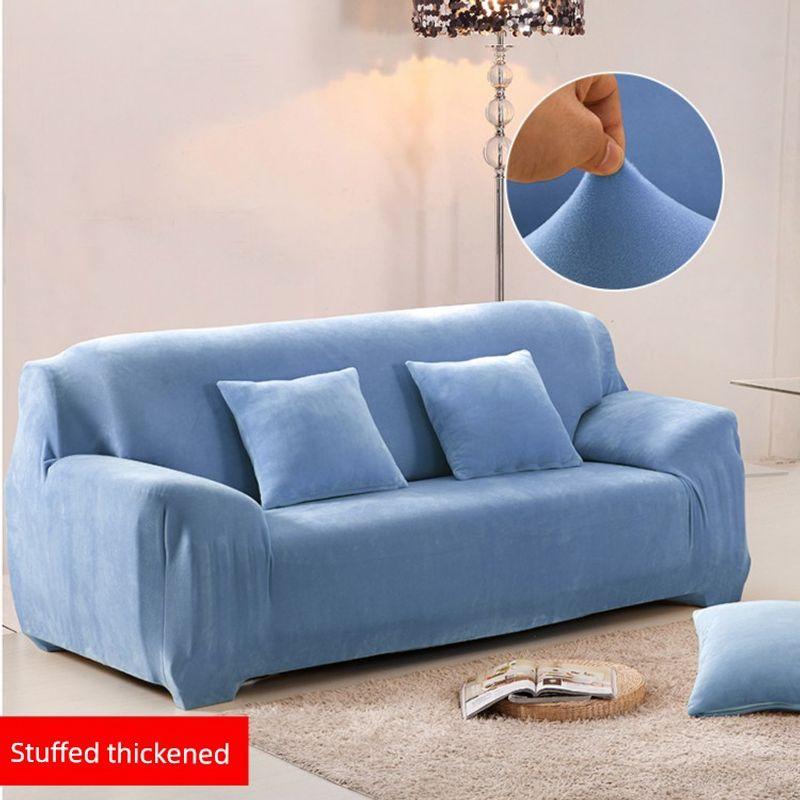 

Autumn and Winter Plush Thickened Stretch Sofa Cover All-Inclusive Sofa Cushion Fabric Leather Sofa Towel Cover Full Covered European Style Stuffed-gray blue Pillowcase 5 yuan a