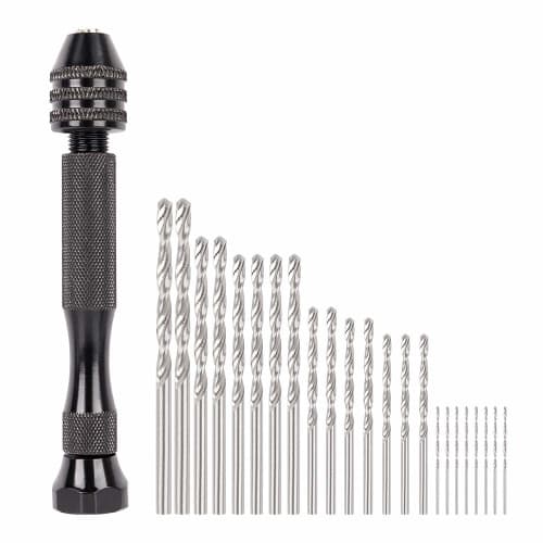 MAEXUS Hand Drill, Pin Vise, Micro Drill, 0.5-3.0mm Drill Bit Set with 25 Drills, Small, Quiet Manual Drill, Precision DIY Tool (26-Piece Set)