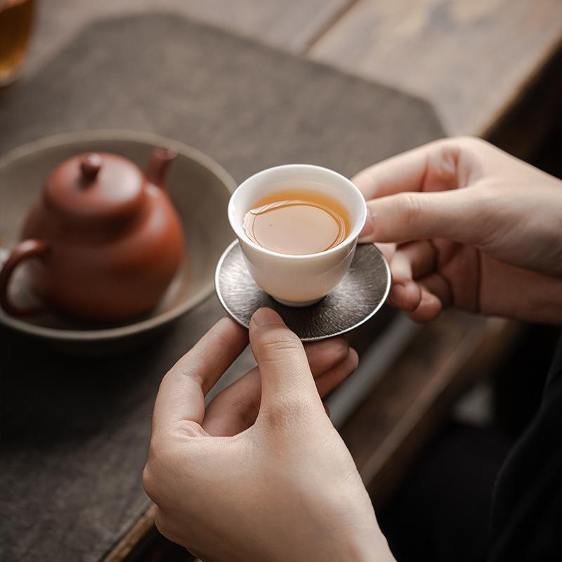 Japanese-style coaster, alloy cup holder, tea saucer, tea holder, antique Zen wind insulation pad, Kung Fu tea set tea ceremony