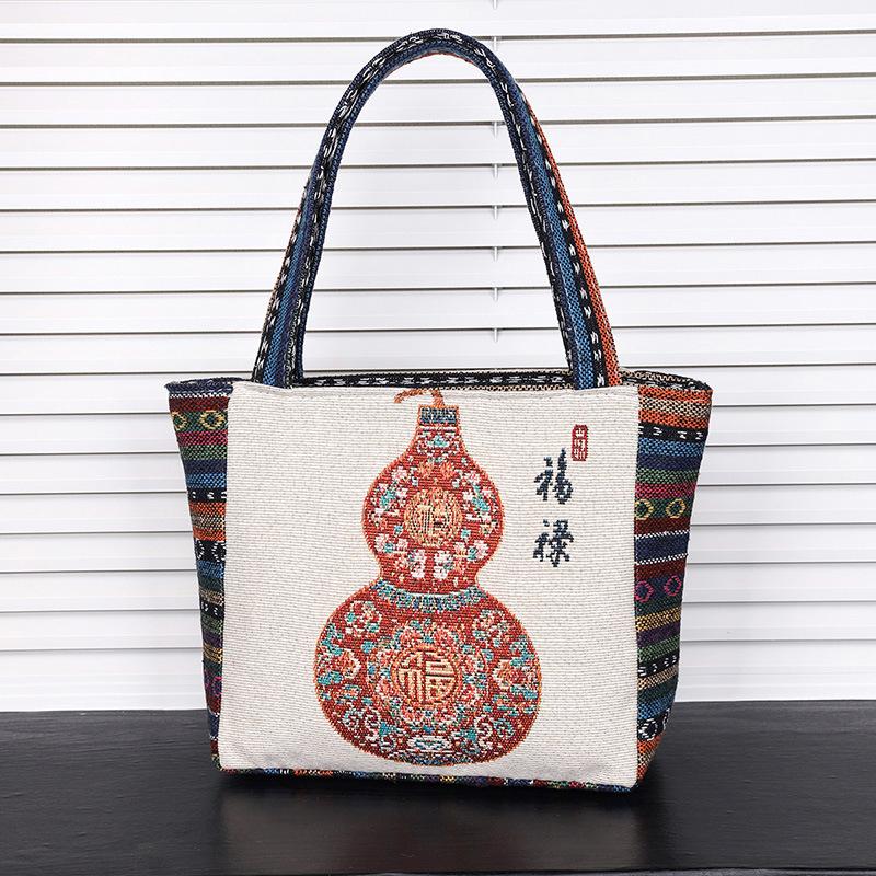 Женская вышитая сумка-тоут эстетичная холщовая сумка через плечо с карманом многоразовая сумка-тоут для работы покупок большая вязаная пляжная сумка сумка-хобо для женщин 800₽