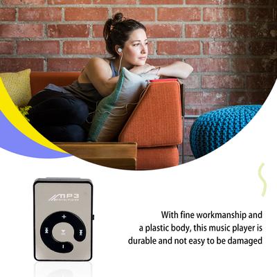 Mirror Surface Mini MP3 Player TF Supported Portable Music Playing Device Built-in Battery Audio Equipment Black