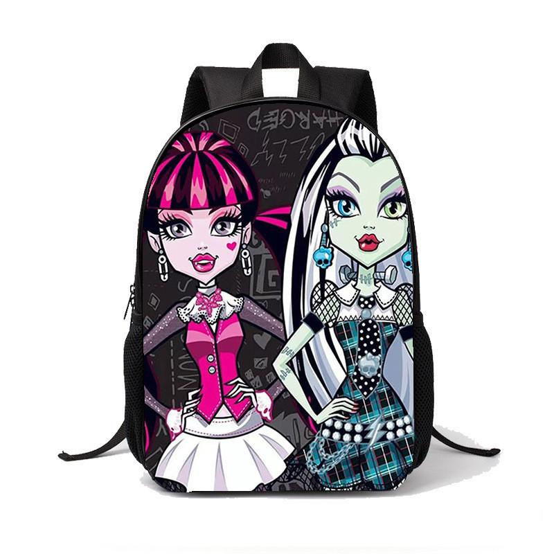 Plecak Szkolny Dla Dziewcząt Chłopców Z Lekkiego Materiału Nylonowego I Nadrukiem Monster High Do Użytku Szkolnego