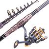 Sougayilang Fishing Rod Carbon Telescopic Fishing Pole and Spinning Fishing Reel Combo
