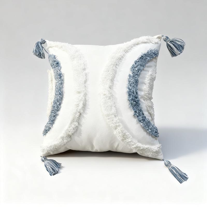 

1 шт. Чехол для подушки в богемном геометрическом полосатом стиле с отделкой кисточками - 100% полиэстер, застежка-молния, только ручная стирка для декора дивана, гостиной и спальни 1pc 45X45 without core