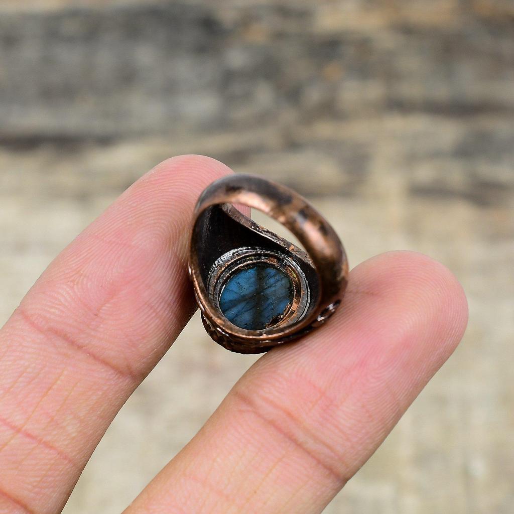 Labradorite Rough Ring Electroformed Copper Ring Handmade Unique Jewelry Gemstone Ring Electroformed Jewelry For Gift Available In Ring Size