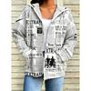 Felpa con cerniera, patchwork, alla moda, larga, casual da donna, stampa floreale, moda primavera ed estate