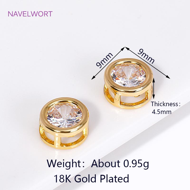 18K Gold Plated Brass Beads Separators,Round/Heart with Zircon Spacer Beads,Separators For Beads,DIY Jewelry Making Accessories