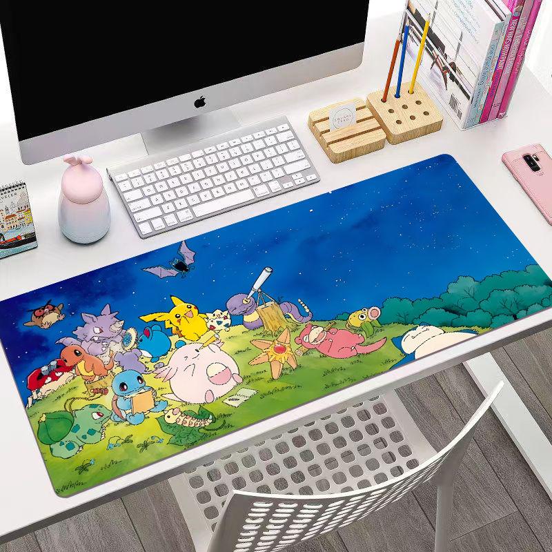 Anim Pokmon Pikachu Leather Mouse Pad Pokmon Gaming Extra Large Gaming Keyboard Desktop Pad Childrens Writing Table Mat