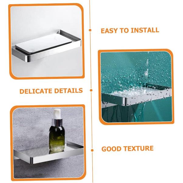 Wall Mounted Phone Shelf Bathroom Toilet Phone Holder Wall Mount Phone Rack Restroom Washroom Brushed Finish