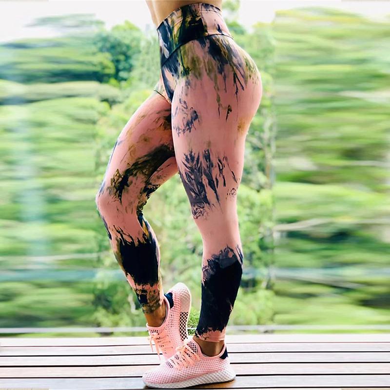 Damen Leggings mit Farbmischung und Prints, Stretch-Yoga-Leggings, Fitness, Laufen, Fitnessstudio, Sport, aktive Hose