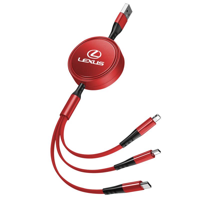3-in-1 100W for Lexus RX330 IS250 Ct200h LS460 Car Logo fast charger charging cable suitable.