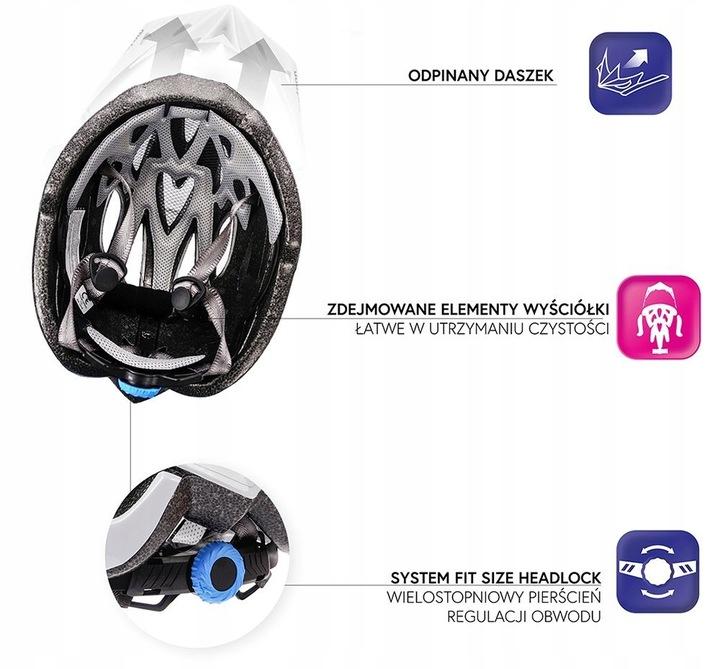 Kask Rowerowy Regulowany Meteor Shimmer S 52-56 Siatka Otwory Wentylacyjne