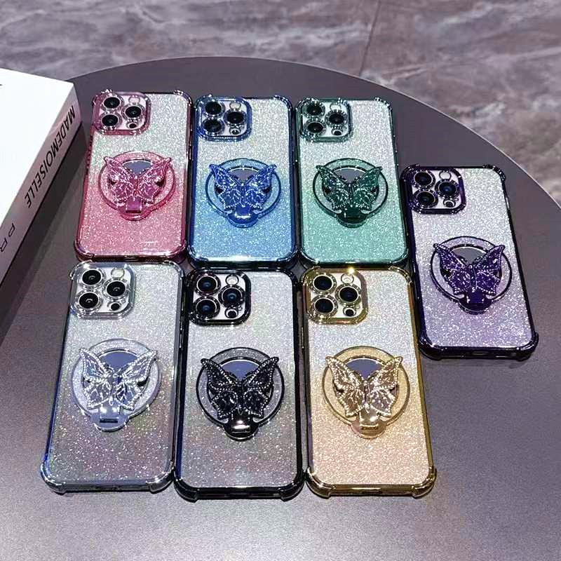 Shockproof Mirror Butterfly Glitter Phone Case For Samsung Galaxy A04E A04S A04 A14 A24 A34 A54 A13 4G A23 A33 A53 A73 5G Cover