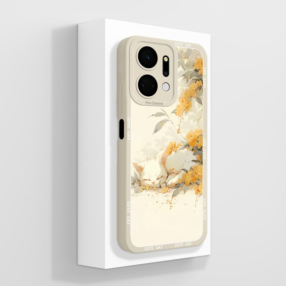 Für Honor X7 X7A X7C X7D X70 Hülle Anime Faule Katze Funda Für Honor X 7 Weiche Flüssigsilikon Handy-Rückseite Vollschutzhülle