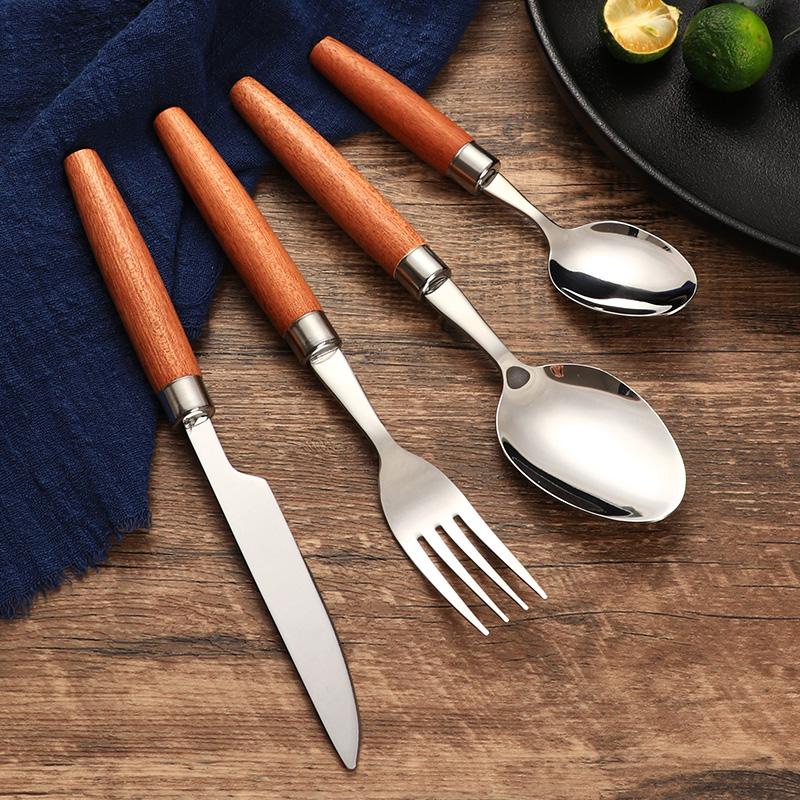 Jaswehome 1/4Pcs Western Cutlery Set Stainless Steel Dinnerware Knife Fork And Spoon Upscale Tableware Set