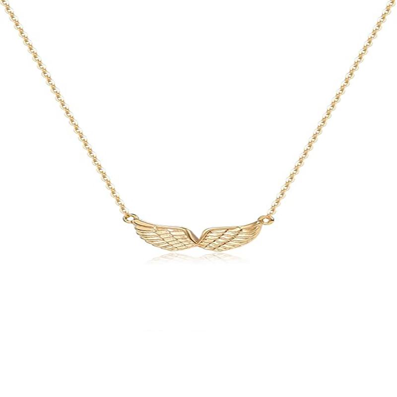 Collana Ciondolo Ali d'Angelo in Oro, Placcata Oro, Delicata Minimalista per Donna, Regali di Compleanno, Regali di San Valentino per Lei
