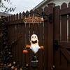 Decorative Metal Bell Ornament Halloween Swing Ghost Doorbell, with Pumpkins Decor, Gothic Style Trick Festive Front Door Hanger or Treat Sign,