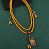 Vintage thangka necklace green agate beaded niche high-end messenger chain cheongsam accessories women