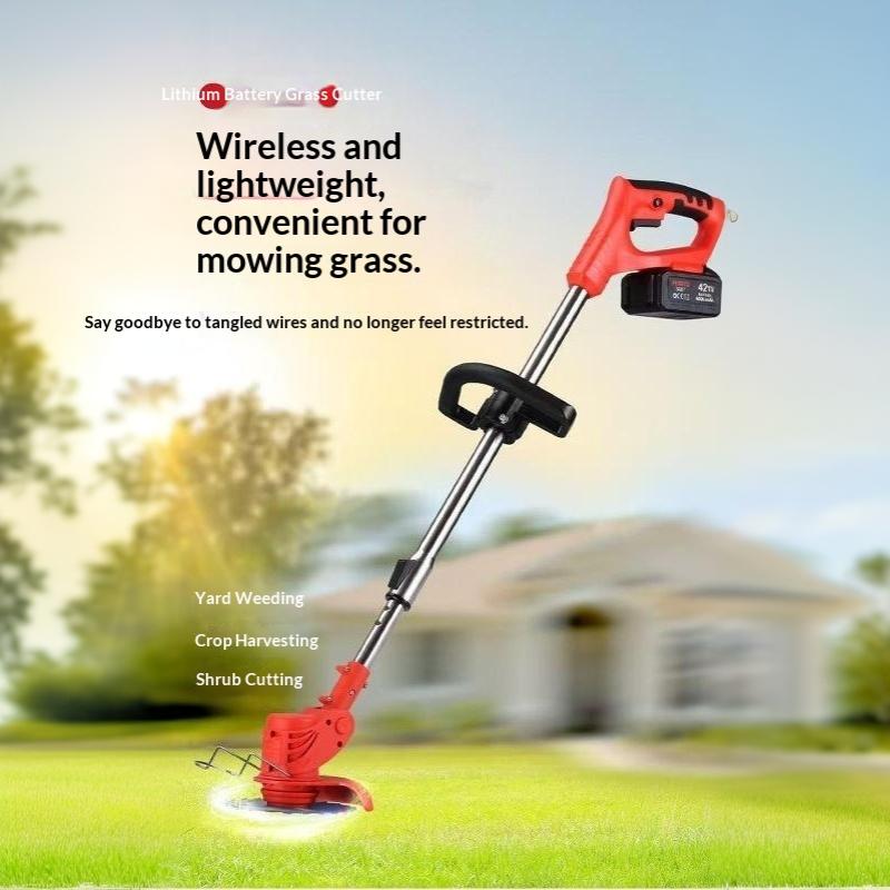 Cordless Electric Grass Trimmer Lightweight Rechargeable Lithium Battery Adjustable Handle for Backyard Garden Care