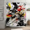 Abstract Black Red White Yellow Splash Shower Curtain for Bathroom Decor Waterproof Fabric with Rings Set