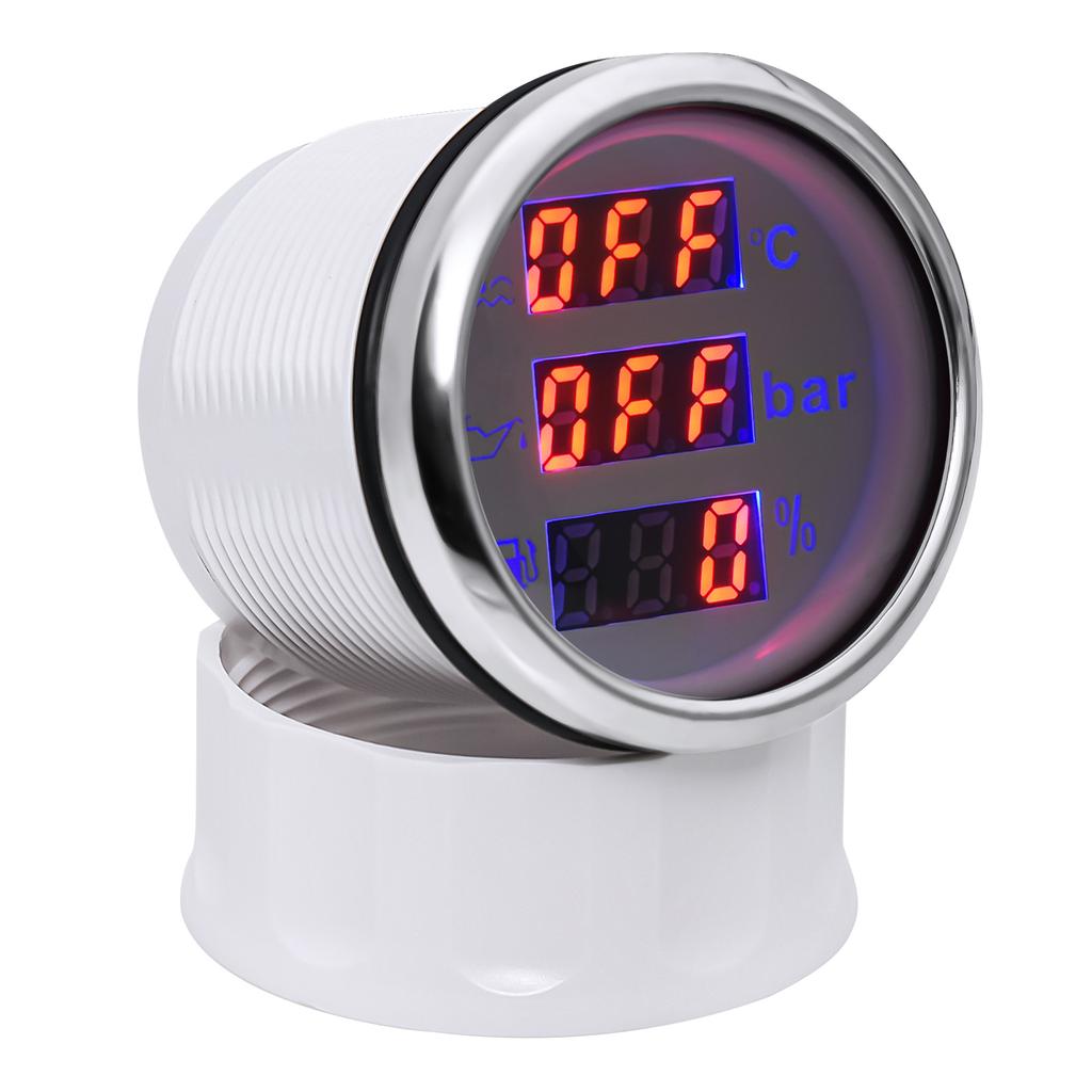 3 In 1 Multi-function Car Boat Fuel Level Gauge Water Temperature Gauge Oil Pressure Voltage with Alarm& Backlight Indicator