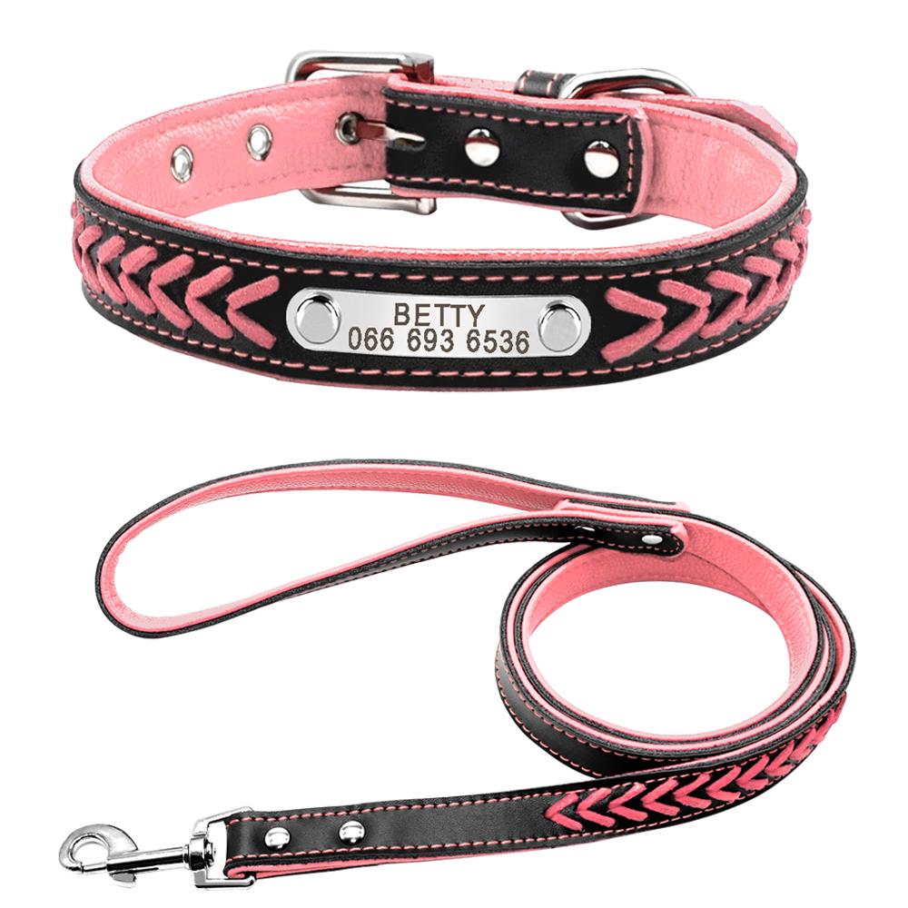 Collare Personalizzato in Pelle per Cani Intrecciato Nome Collari Placcati per Cani Piccoli Medi Grandi Incisione Personalizzata sul Collare Etichette Identificative per Animali Domestici