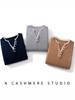 Women's 2026 Autumn/Winter V-Neck Faux Two-Piece 100% Pure Cashmere Sweater - Fashionable Button-Up Base Layer