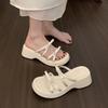 Beautiful bow with platform slippers for women's summer wear open-toed wedge heels sandals high heels