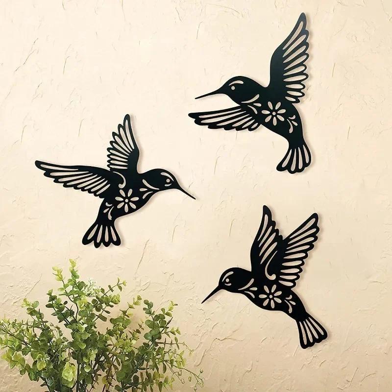 Uccello di Ferro Metallo Colibrì Decorazione Arte Murale Decorazione Casa Giardino Scultura Vuota Ornamento Statua da Parete Decorazione Cortile Prato