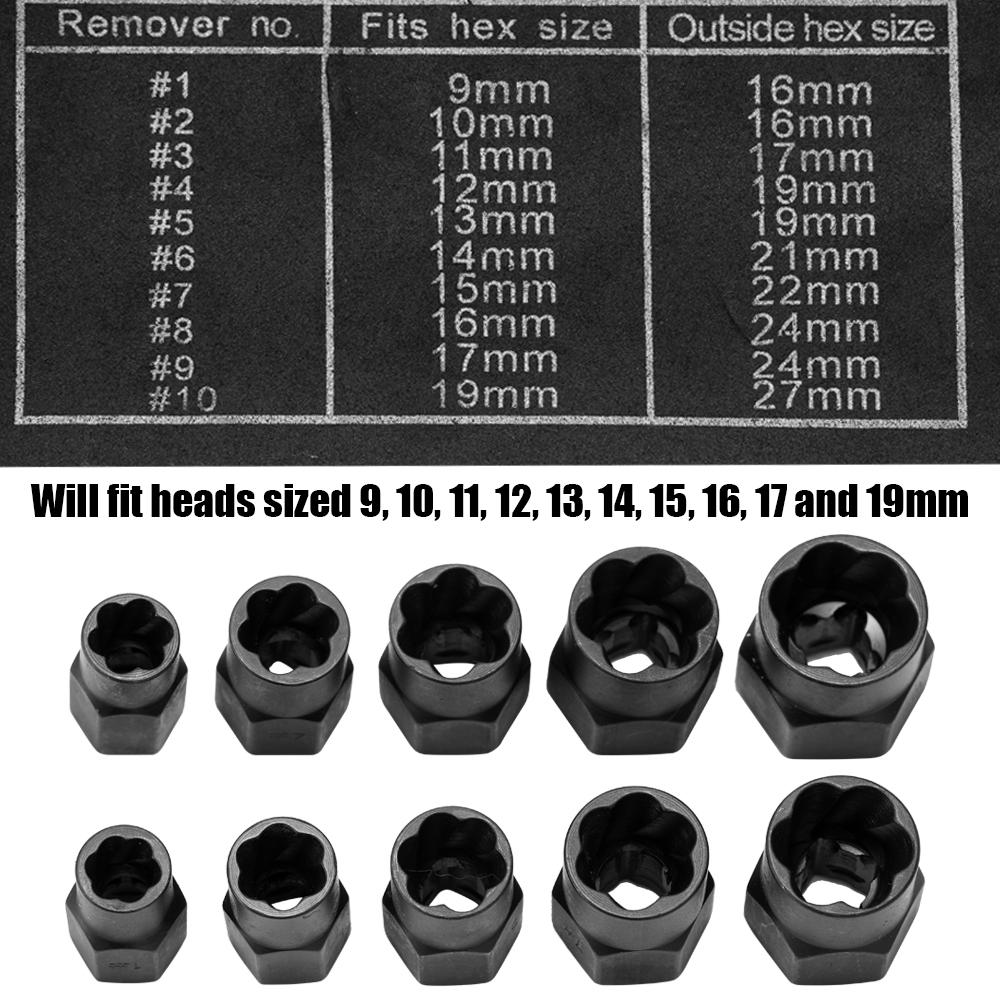 10pcs Damaged   Nut Screw Remover Tool Kit Damaged   Removal Set Damaged   Nut Screw Removal Socket