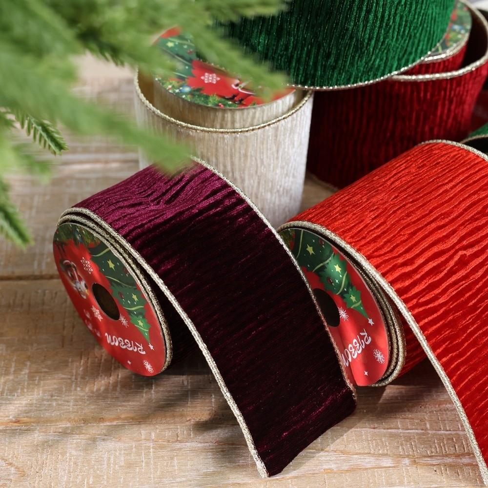 Velvet Christmas Ribbon 8.9cm Width Gift Webbing DIY Craft Bow Material Xmas Tree Wreath