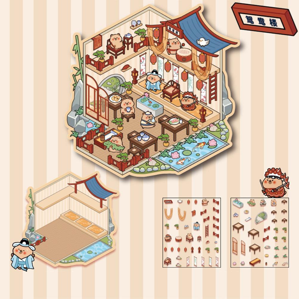 

1 комплект креативных 3D-наклеек для симуляции кабины, милые мультяшные наклейки ручной работы для ландшафтного дизайна, наклейки для укладки сцен L