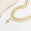 Cross pendant necklace European and American style multi-layer stacking design sweet and cool personality collarbone chain necklace