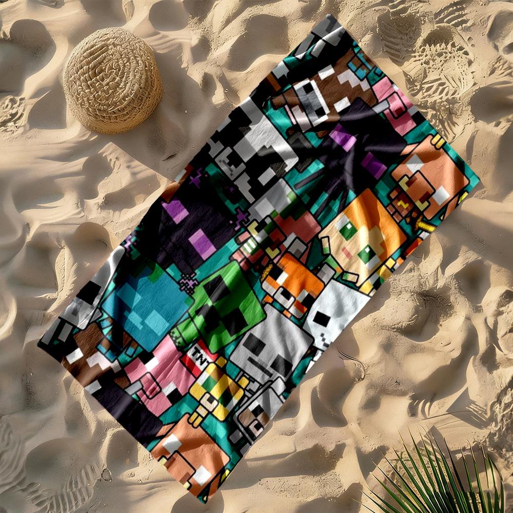Minecraft Beach Towel High Absorbency & Quick-Dry Comfortable Lightweight Portable for Swimming,Beach,Camping, Travel, Beach Accessories,Gym