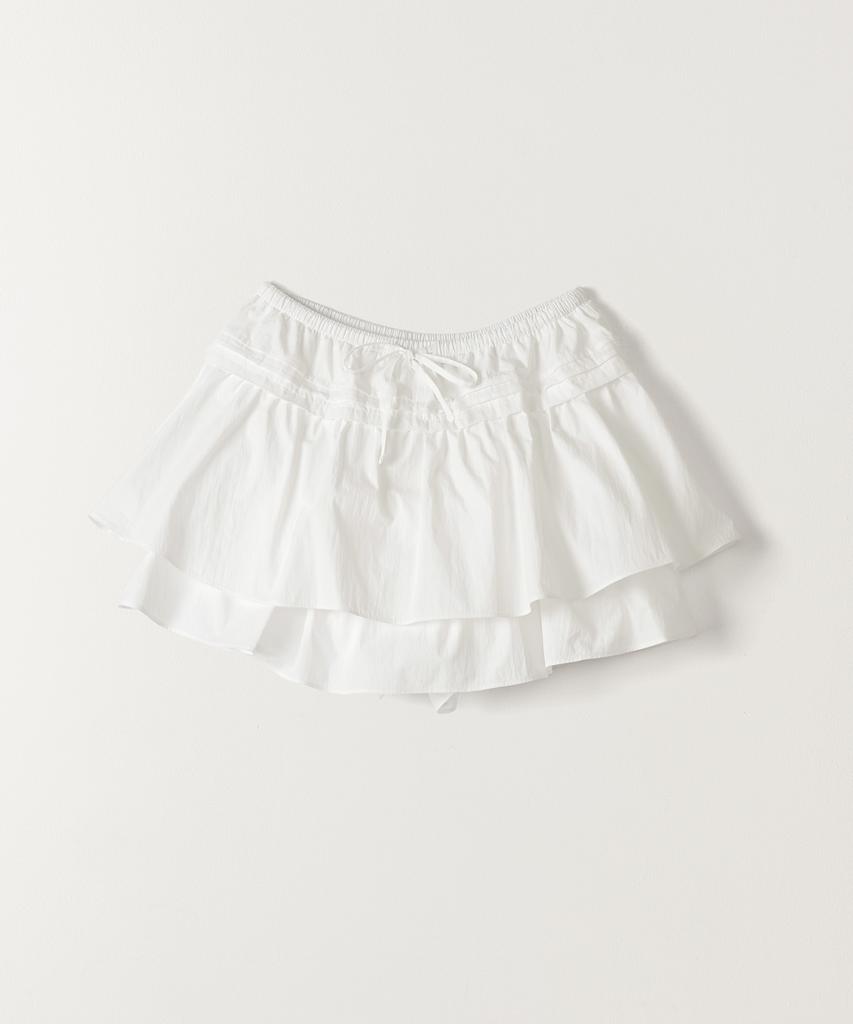 Tudument Shirring Mini Skirt White