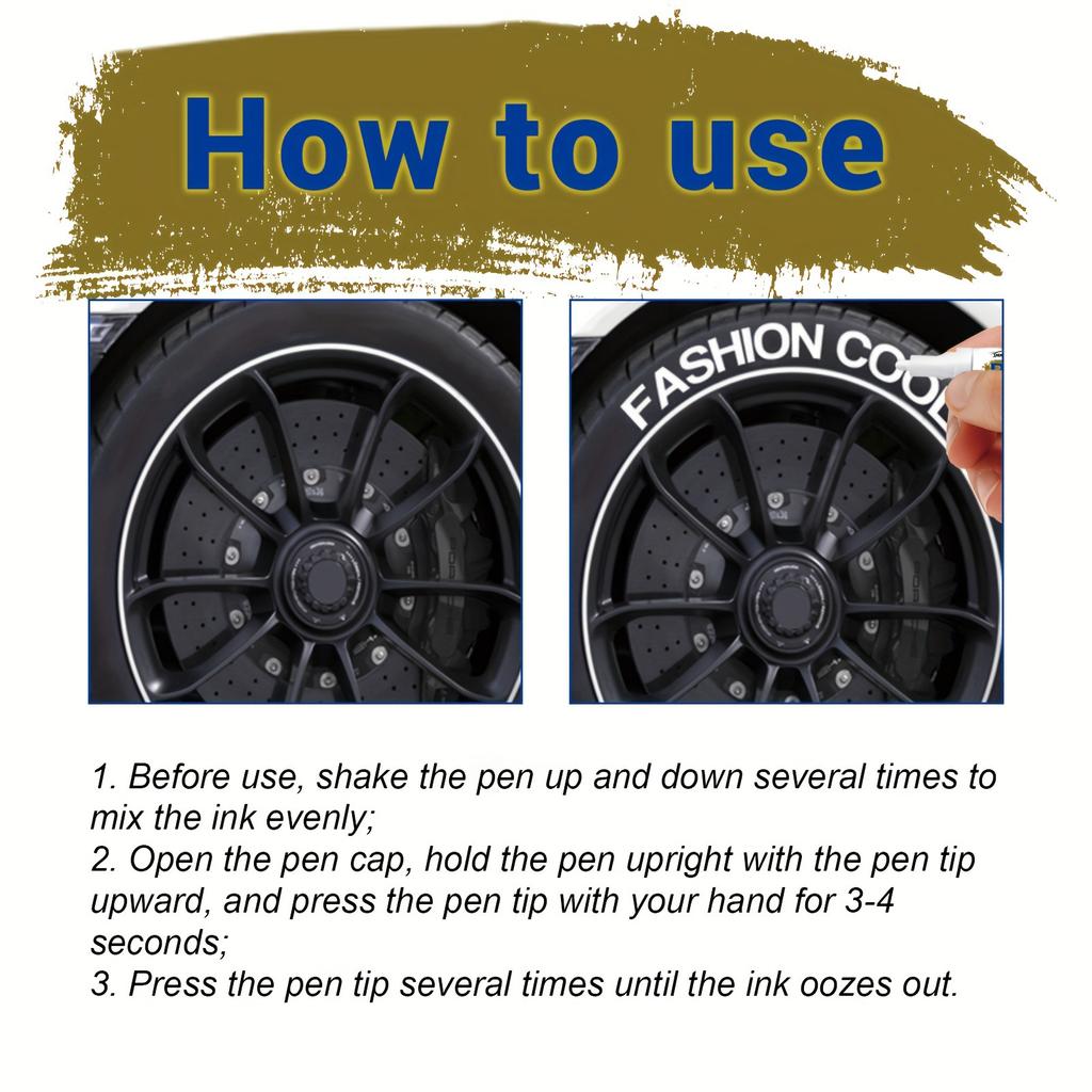 Car Tire Marker Pen - High-Quality Waterproof Quick-Drying Marker Pen Suitable for Marking Car Tires, Painting, Diy, Fast Drying, Not Easy