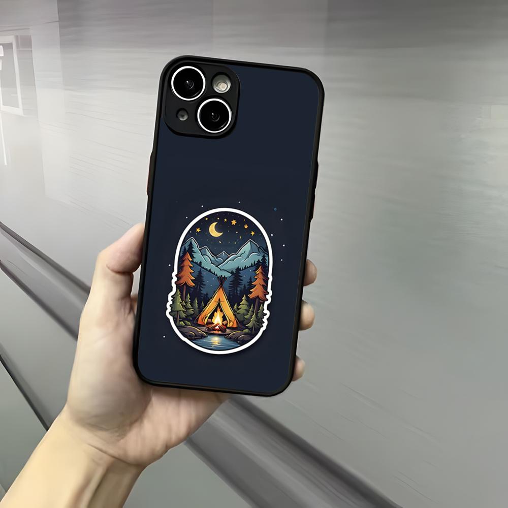Nature Outdoor Camping Phone Case For Iphone 17 16 15 14 13 12 Pro Max Xr Air Plus Skin Feel Black Hard Shell Cover