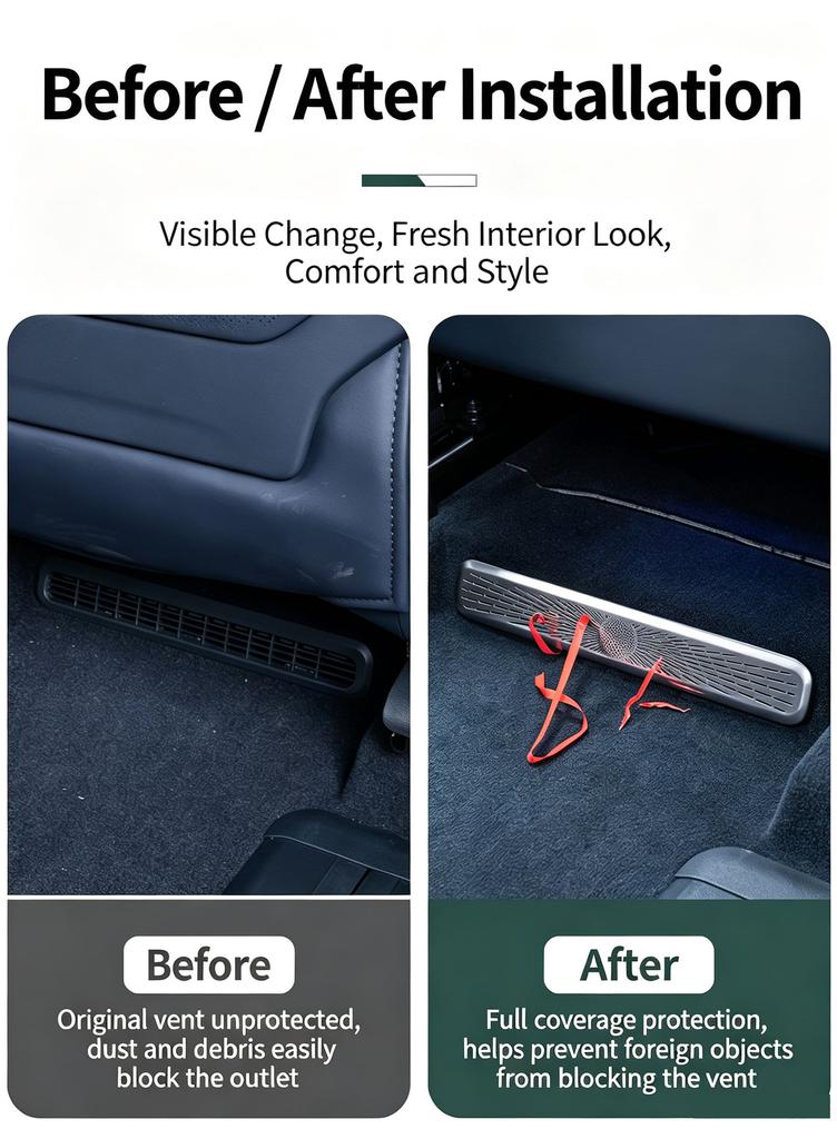 For ZEEKR 9X Seat Under Air Outlet Mask Air Conditioning Anti-Clog Anti-Dust Cover Stainless Steel Interior Accessories
