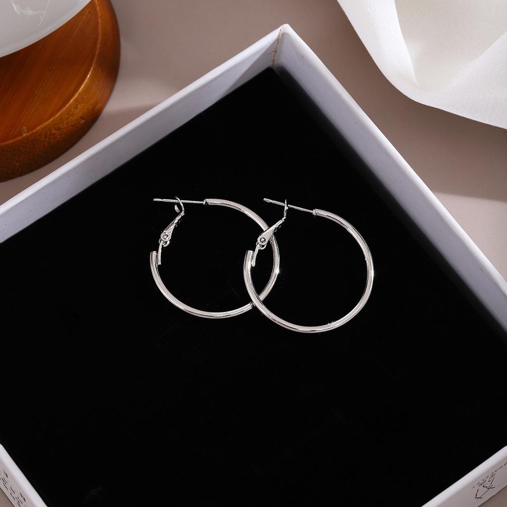 Minimalist Style Plain Ring Large Earrings, High-End Women'S Classic Versatile Simple Style Earrings, Unique Cold Feeling Earrings