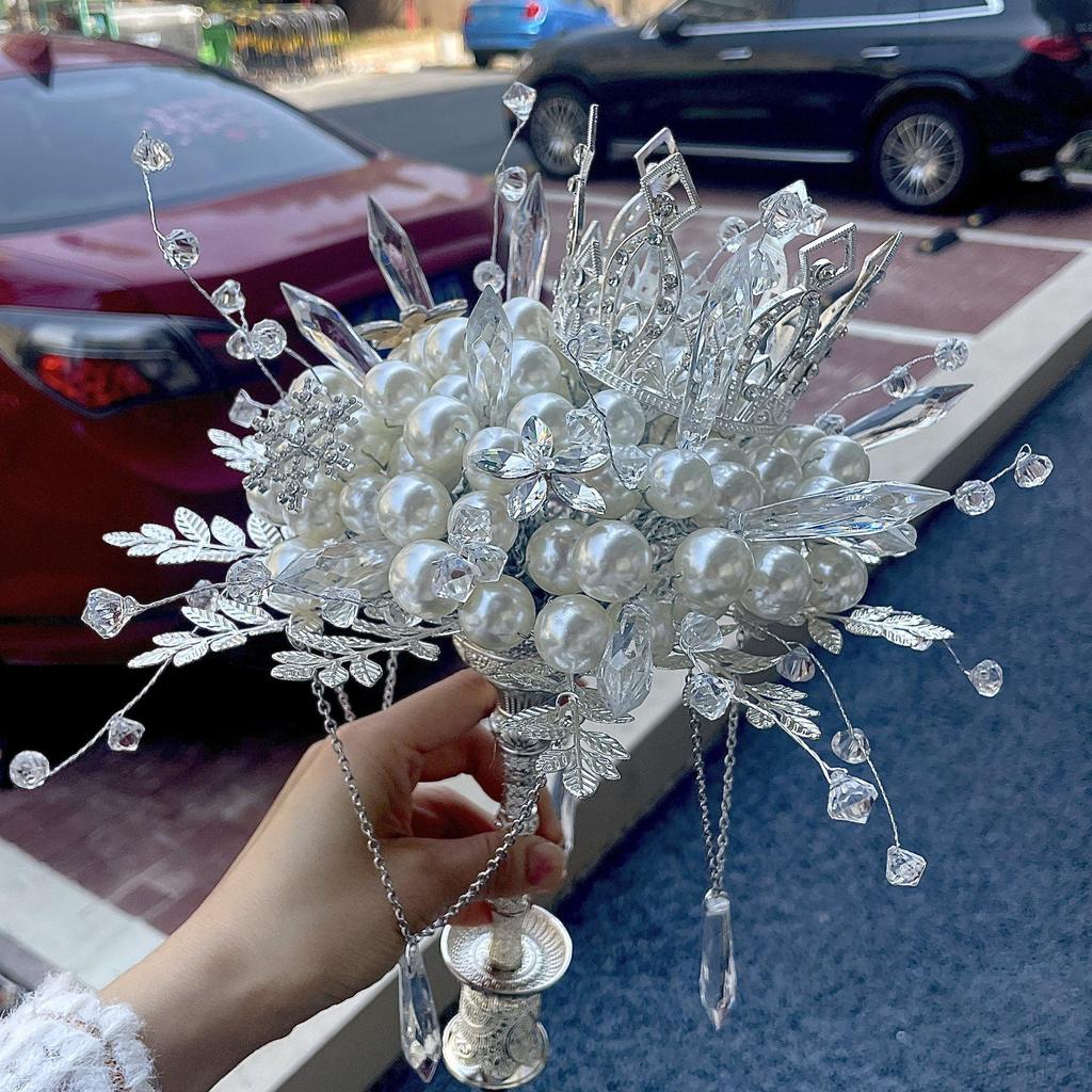 Golden Bridal Bouquet DIY Kit - Pearl Scepter Design