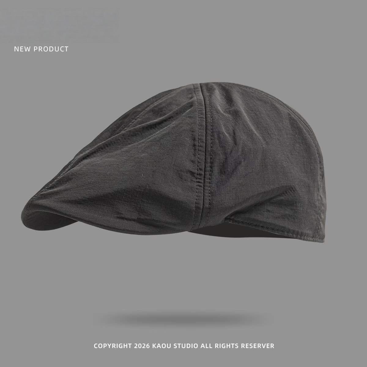 

Unisex Quick Dry Flat Cap Breathable Grid Fabric Vintage Casual Outdoor Daily Sun Hat for Men Women 54-59 темно-сірий колір