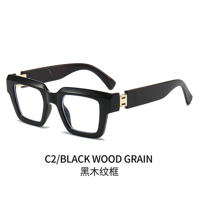 

2529 Marble Anti-Blue Glasses Men And Women Wide Edge Large Frame Square Frame High Definition Reading Glasses 0 degree - anti-blue light glasses