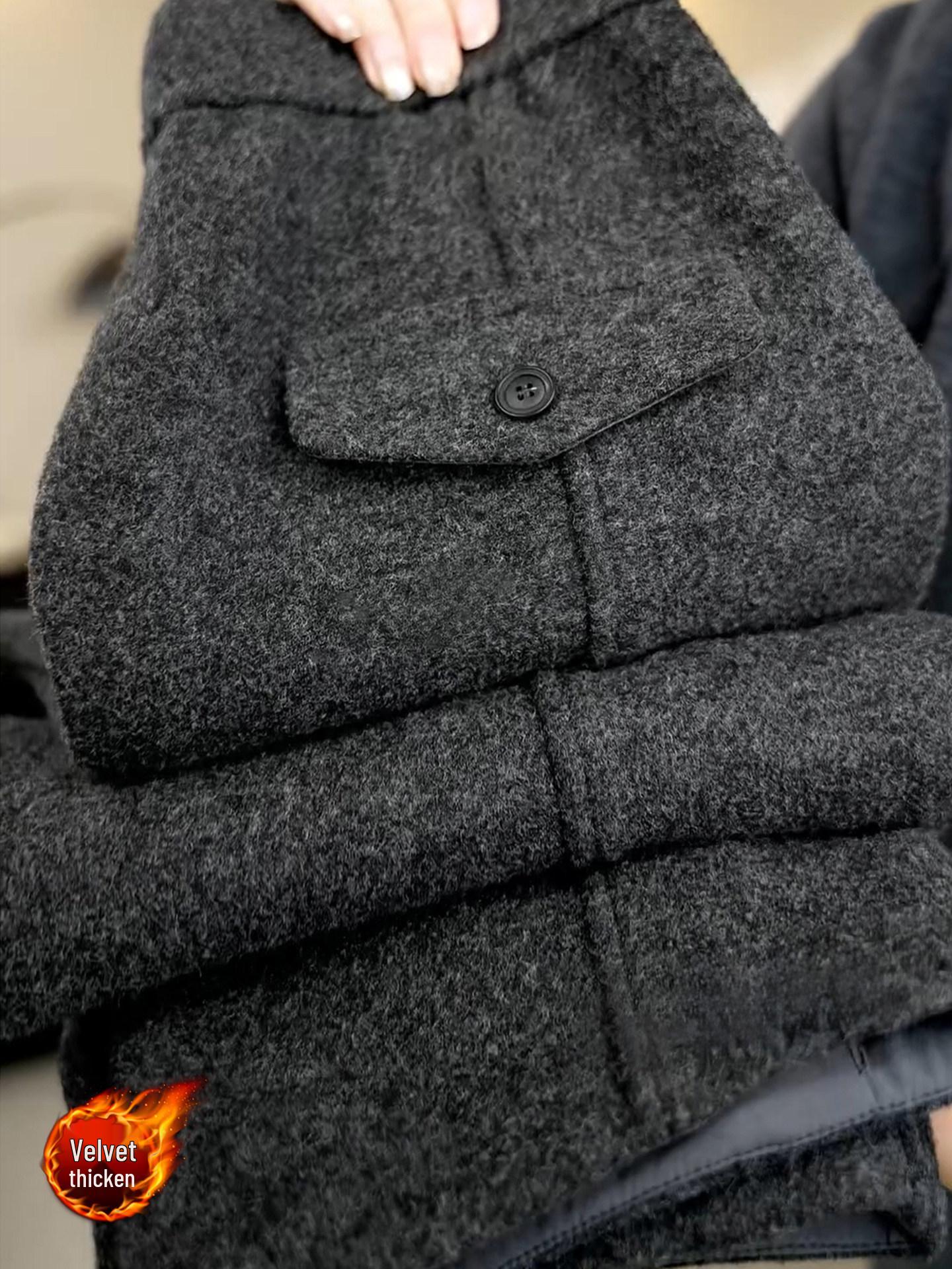 Women s Fleece-Lined Wool High-Waisted Slimming Banana Pants - 2025 Winter Collection XL