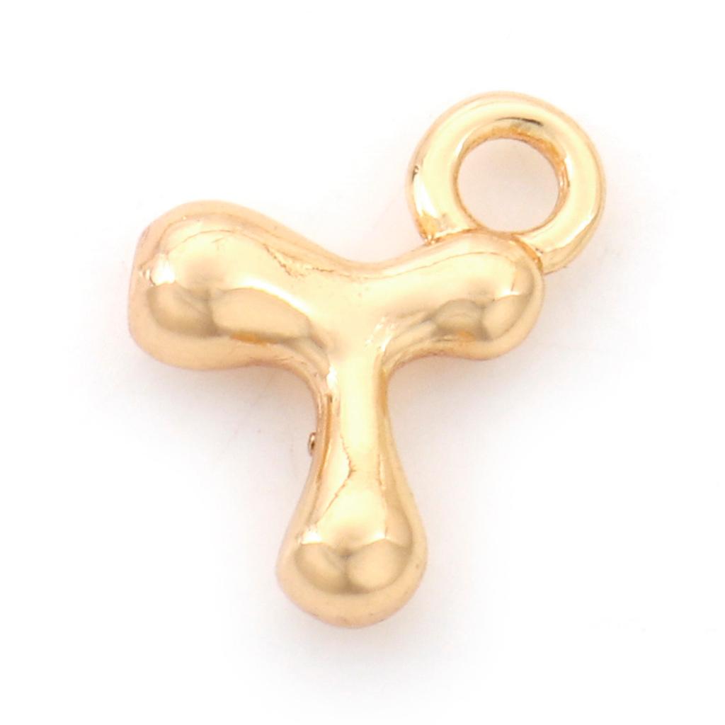 3 Piece Brass Charms 18K Real Gold Plated Capital Alphabet/ Letter Message " A-Z " Pendant Accessories DIY Personalized Jewelry