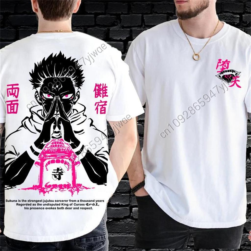 Japanese Anime Jujutsu Kaisen Ryomen Sukuna Character T-Shirt Demon Slayerr Tee Men Casual Loose High-Quality Cotton Top