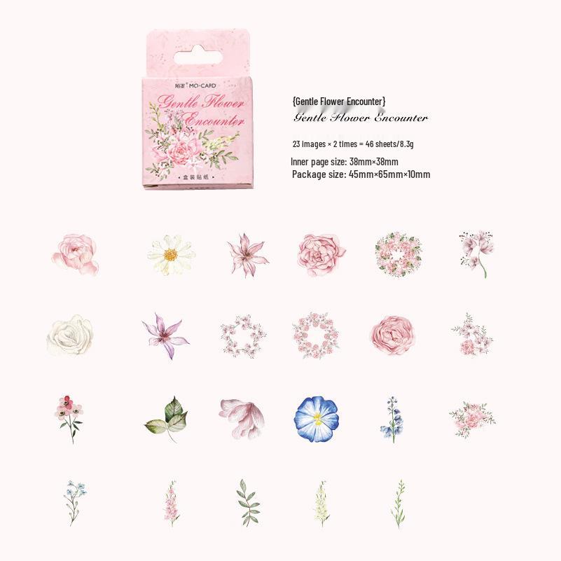 Mo Ink Cartridge Gentle Flower Encounter Series: 4 Styles of Floral Theme DIY Journal Decorative Stickers