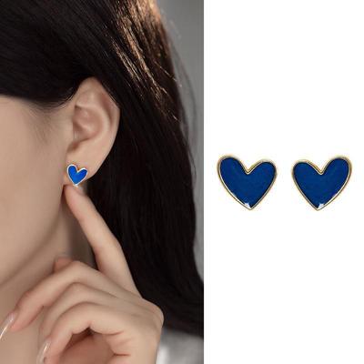 Copper-Plated Gold  Heart Earrings - Trendy Sweet Peach Heart Design for Women