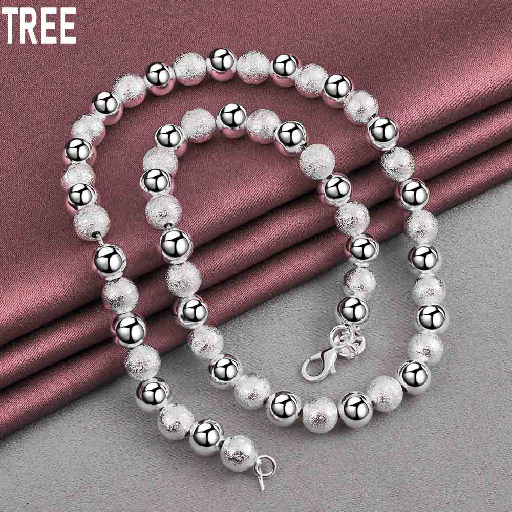 8mm 92 Sterling Silver Bead Necklace, Fashionable Wedding Jewelry