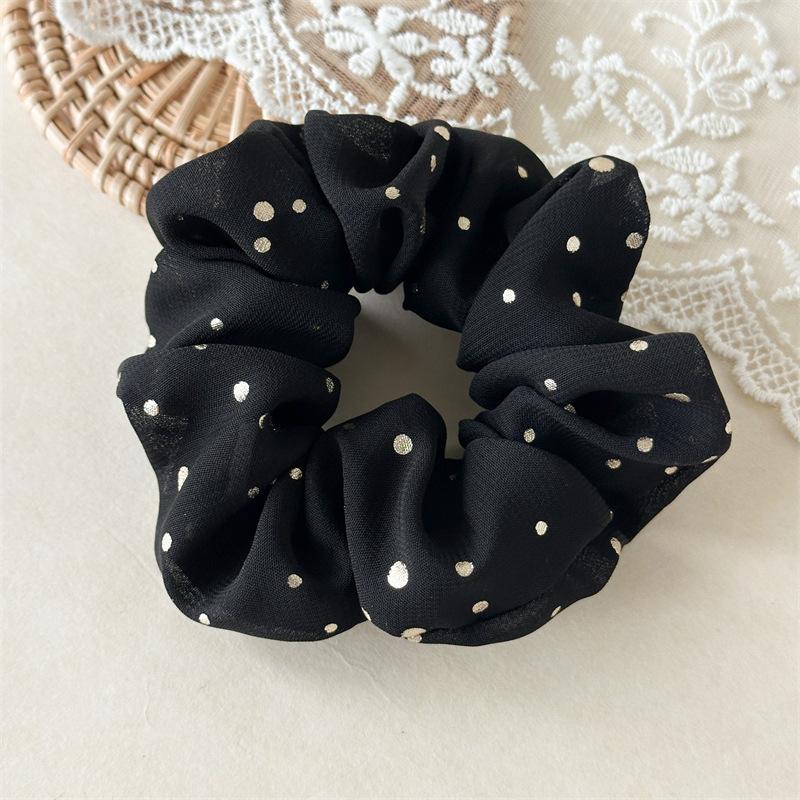 Sparkling Polka Dot Organza Scrunchie Fluffy Oversized Hair Tie For Romantic Evening Look Shimmering Starry Hair Accessory