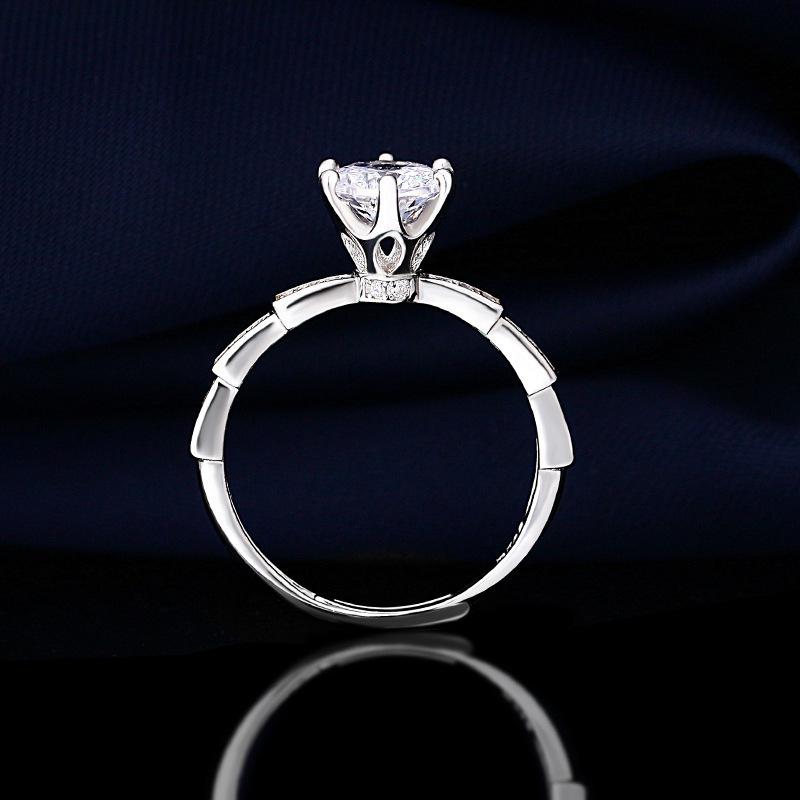 1 Carat Moissanite White Gold-Plated Silver Ring (S925, PT950, Non-Fading, Zircon)